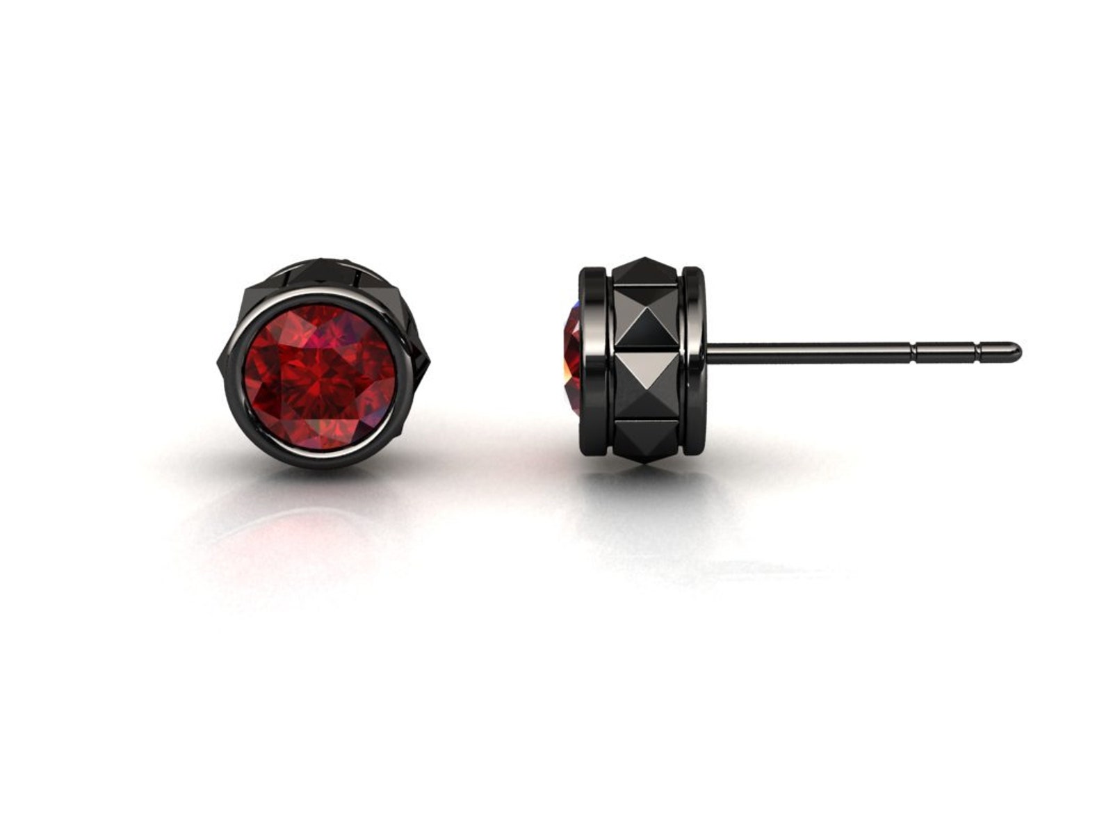 Ruby Stud Earrings / Stud Earrings / Black Gold Earrings / - Etsy