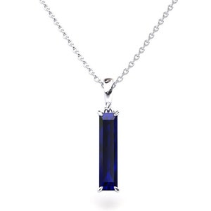 Blue Sapphire Necklace / Sapphire Necklace / Solid Sterling Silver / Sapphire Pendant / Sapphire Anniversary Gift / Silver Necklace