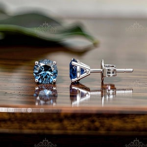 London Blue Topaz Earrings AAA Topaz Stud Earrings, Teal Blue, 10k 14k, or 18k, White Gold, Or Platinum November Birthstone, Gift For Her