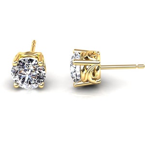 Forever One Moissanite Earrings / Stud Earrings / 14k Solid Gold Earrings / Earrings / 1 Carat Total Weight / Diamond Simulate Earrings