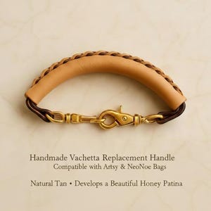Vachetta Leather Replacement Handle – Compatible with Popular LV Styles – Natural Tan Patina