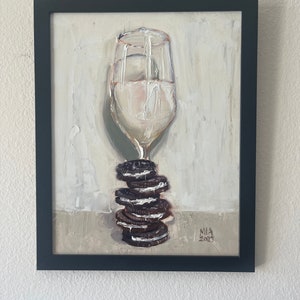 Oreo cookies and milk oil painting 11x14 image 8