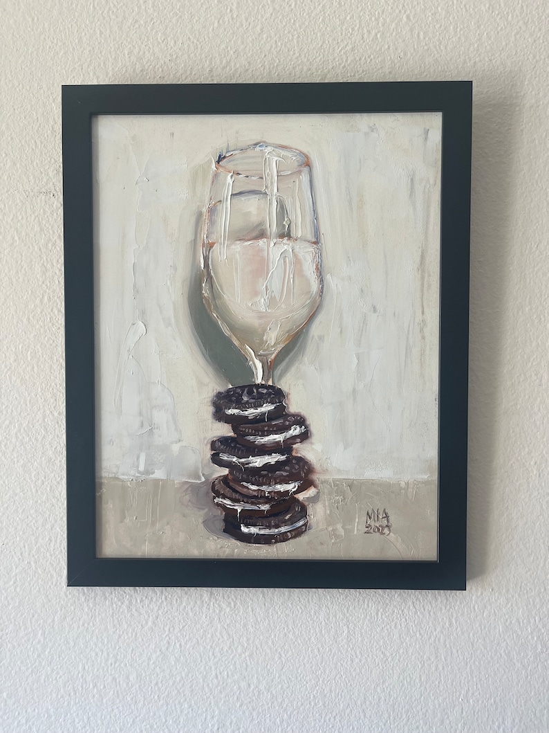 Oreo cookies and milk oil painting 11x14 image 8