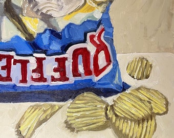 Potato Chips Oil Painting 8x8