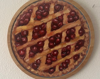 Cherry pie oil painting 10”