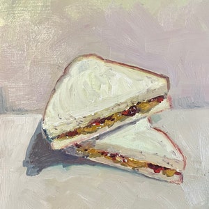 Peanut Butter & Jelly Sandwich Oil Painting 8x8