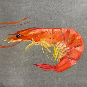 Shrimp (prawn) Oil Painting 8x6