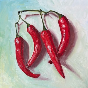 Hot Chili Peppers Oil Painting 8x8