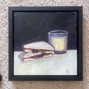 PB&J with milk Oil Painting 10x10