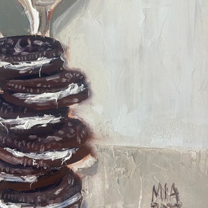 Oreo cookies and milk oil painting 11x14 image 7