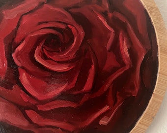 Rose oil painting 10”