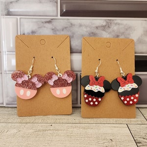 Handmade Cupcake Mickey Mouse Earrings: Pink Glitter Sterling Silver