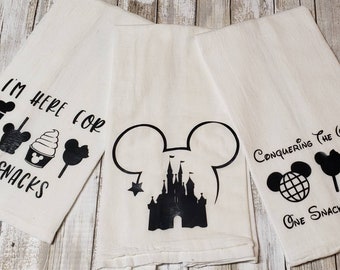 Set of 3 Disney inspired kitchen towels, Kitchen Decor