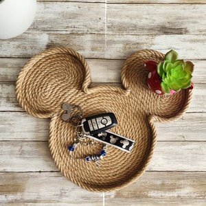 Mickey Mouse rope tray organizer Disney inspired, Livingroom decor, Mickey Mouse Tray