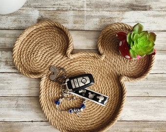 Mickey Mouse rope tray organizer Disney inspired, Livingroom decor, Mickey Mouse Tray