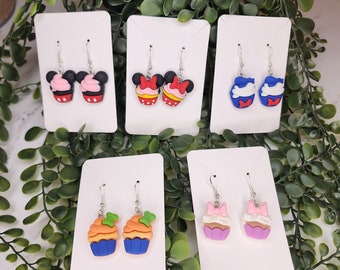 Minnie Mouse Cupcake Sterling Silver Earrings