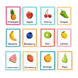 Fruits Flash Cartes Maternelle Salle De Classe Décor Préscolaire Homeschool Petite Enfance Montessori Apprentissage Primaire Classe