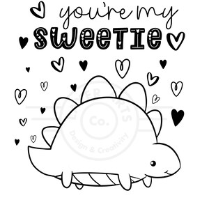 6 Dinosaur Valentine Coloring Pages Valentine’s Day School Activity ...
