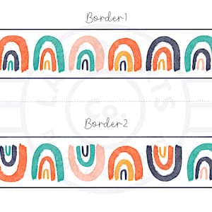 Two Rainbow Bulletin Board Whiteboard Border Borders Boho Themed Classroom Printable