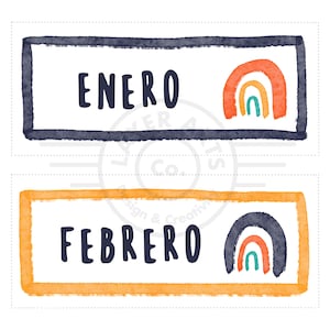 Meses del Año en Español Aula Temática Arcoíris Imprimible - Los Meses del Año Para Imprimir Salón de Arcoíris