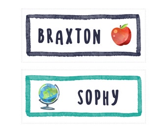 Watercolor Classroom Name Tags, Editable Cubby Labels (Digital Download)