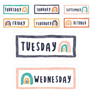 BUNDEL - Dagen en maanden Rainbow Themed Classroom Printables