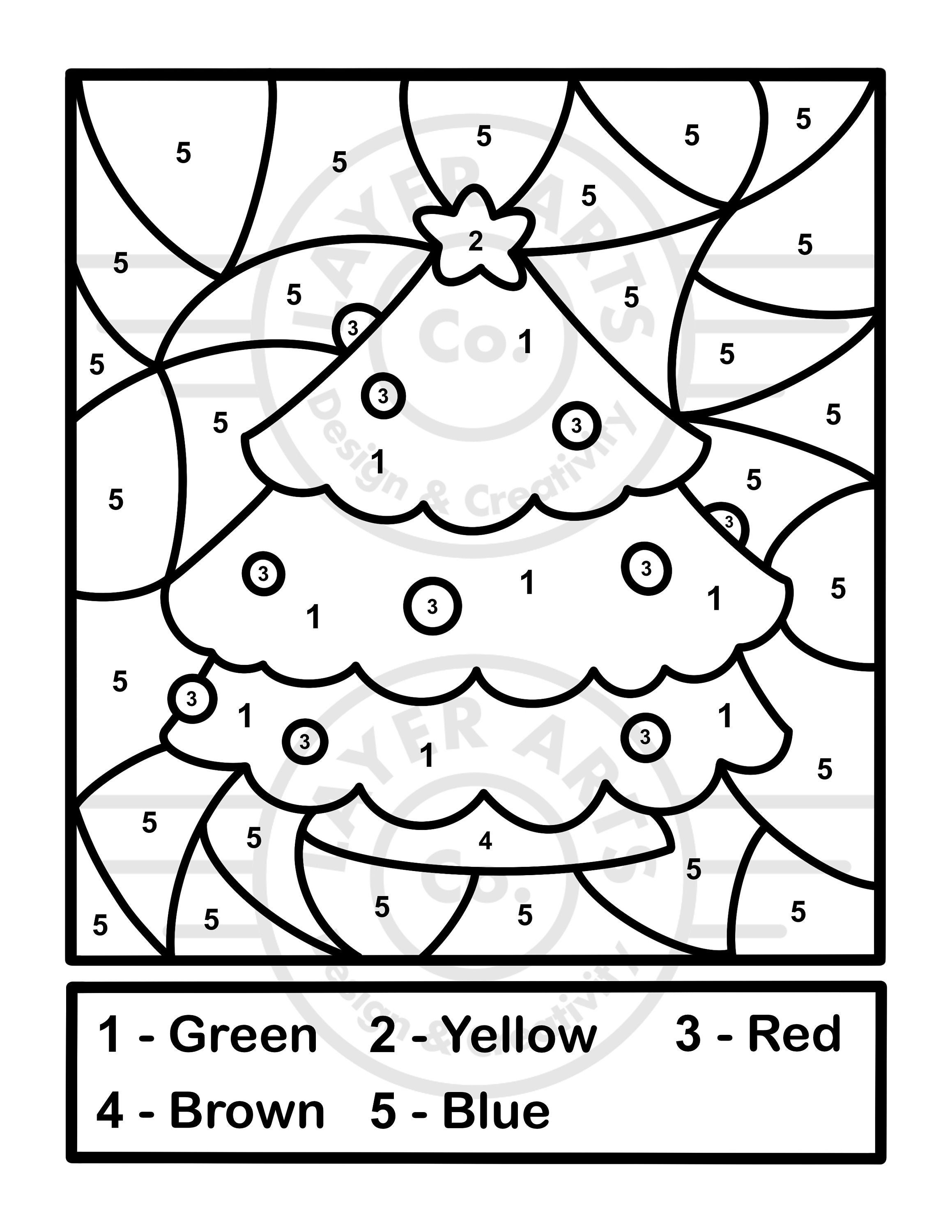 Christmas Tree Color by Number Christmas Activity Sheet Classroom Christmas Party Activity Page
