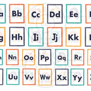 Personalisierbare Alphabet Lernkarten - Bunte Lernkarten - Buchstaben Lernkarten mit Bildern
