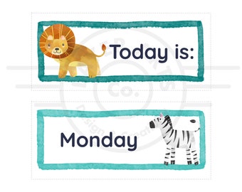 BUNDLE - Calendario Safari Mesi e Numeri Safari Themed Classroom Stampabile