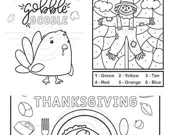 Thanksgiving Activity Pages: Coloring, Placemats, Seek & Find (Digital Download)