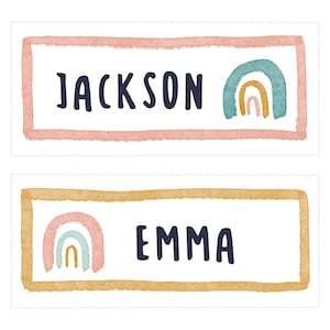 Boho Rainbow Classroom Cubby Name Tags Label Editable Themed Classroom Printable Nametags for Cubbies Elementary Kindergarten Preschool