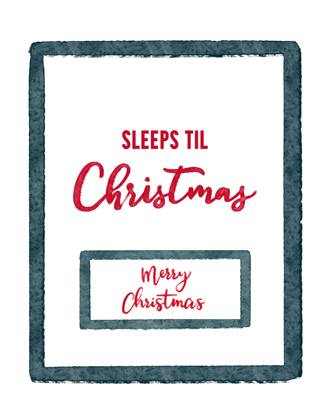 Christmas Countdown Calendar Sleeps Til Christmas Kids Etsy