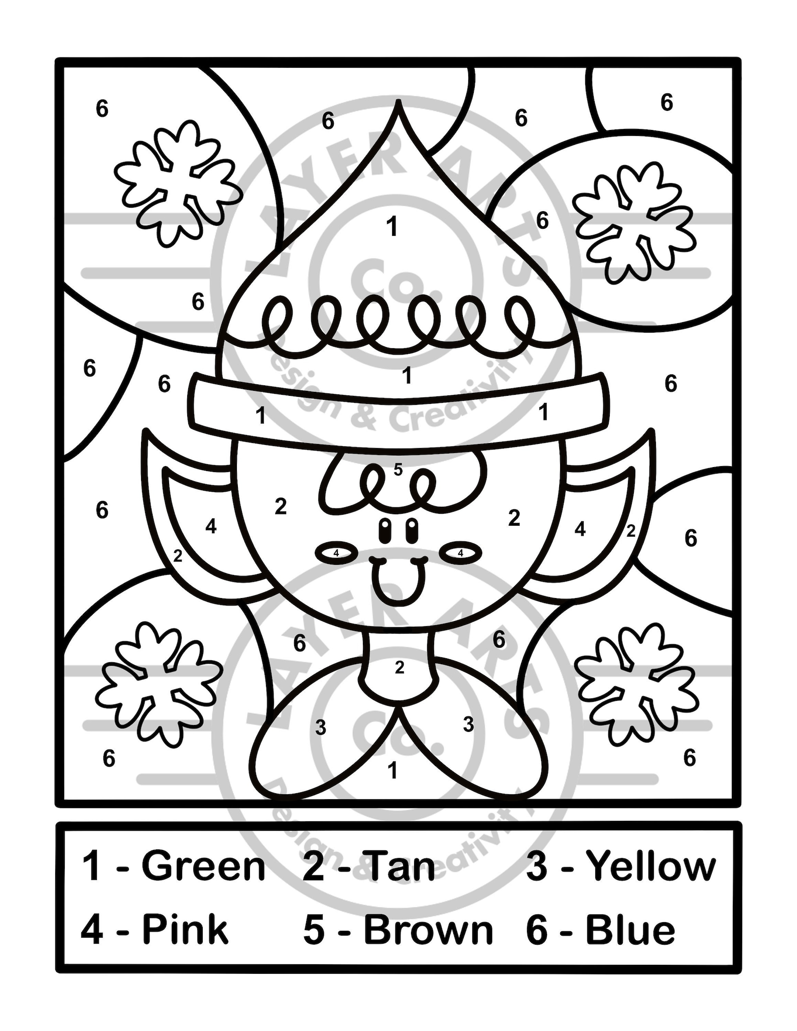 Elf Color by Number Christmas Elf Coloring Page Activity Sheet - Etsy
