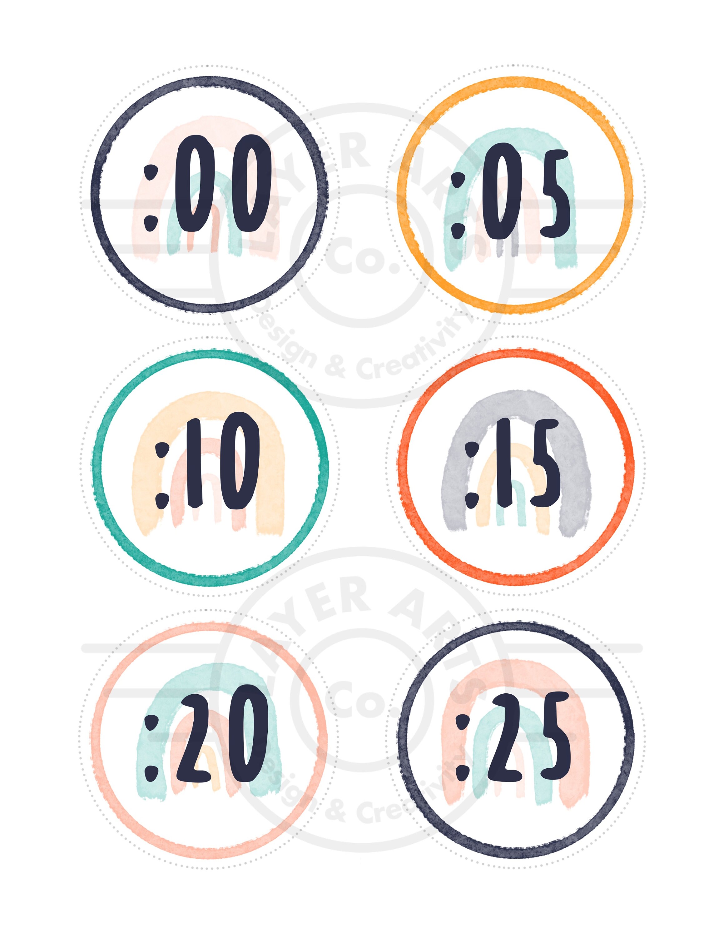 Classroom Clock Labels clock Activity Rainbow Theme - Etsy UK
