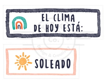 Spanish Weather Chart – Rainbow Classroom Decor (Digital Download)