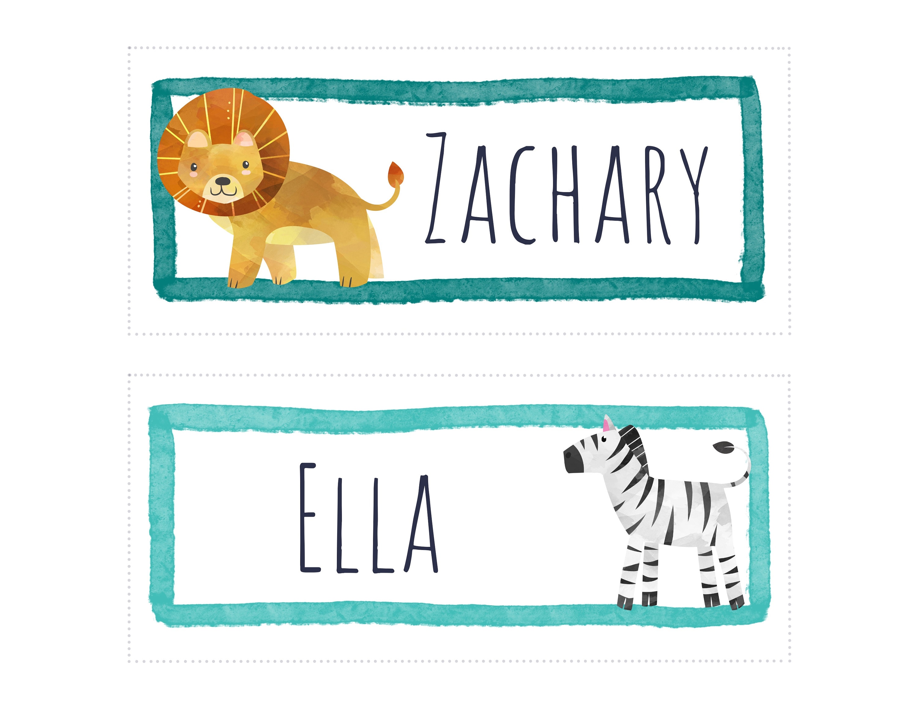 safari animal name tags