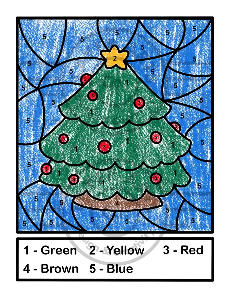 Christmas Tree Color by Number Christmas Activity Sheet Classroom