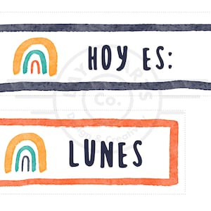 Spanish Days of the Week Rainbow Themed Classroom Printable - Los Días de la Semana Para Imprimir Salón de Arcoíris