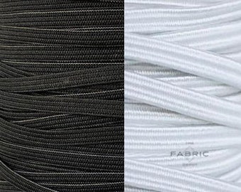 Braided or Knit Elastic 1/4&quot; - 1/8&quot; White or Black