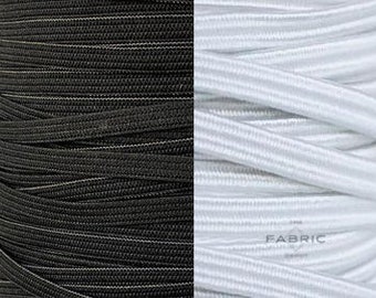 Braided or Knit Elastic 1/4" - 1/8" White or Black