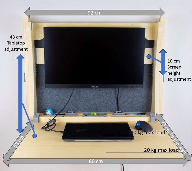 Dimensions of table. In closed position it has 16 cm depth.