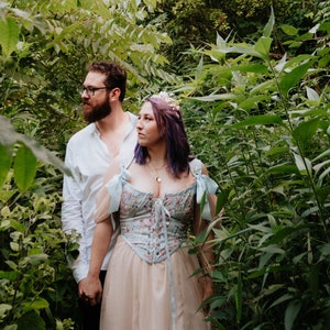 Renaissance Corset-ren Faire 18th Century Stays in Light Blue, Floral ...