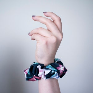 Floral Silk Hair Scrunchie | Handmade Scrunchie | Hair Bobbles | Hair Ties | Gifts | Hair Accessories | Soft Scrunchies | Women Scrunchies
