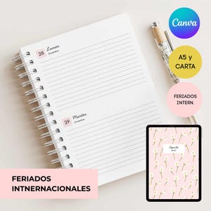 Agenda EDITABLE EN CANVA 2027- Archivo digital- Pdf agendas - encuadernación - Planner editable en Canva fechado completo.
