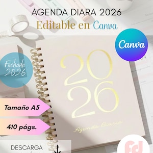 Editable Daily Planner in Canva 2026 - Digital File - PDF Planners - Binding