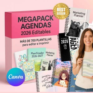 MEGAPACK Agendas Editables en Español- Agenda editable en Canva- Agendas 2026-2027- Pack Planners imprimibles digital