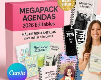 MEGAPACK Editable Planners in Spanish - Editable Planner in Canva - 2026-2027 Planners - Digital Printable Planner Pack