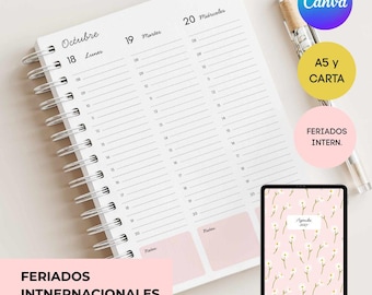Agenda EDITABLE EN CANVA 2027 y Tapas- Archivo digital- Pdf agendas - encuadernación