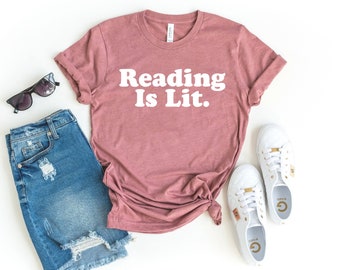 Reading is lit, reading is my thing, funny book lover shirt, bookworm gift, librarian shirt, introvert shirt, introvert gift, funny shirt gg