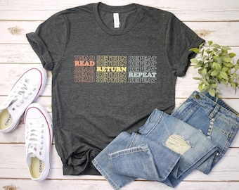本好きへのギフト、読書シャツ、本の方が良かった、司書へのギフト、本の虫の図書館Tシャツ、読んで返して繰り返す、図書館シャツ